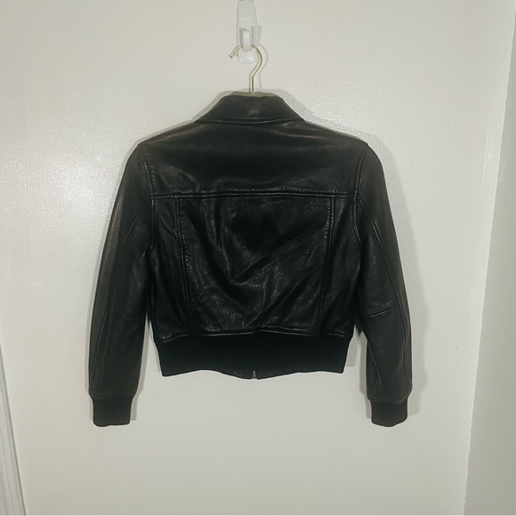NEW All Saints Pascao Leather Bomber Jacket Black Bikercore Club Retro Outerwear - Picture 3 of 13